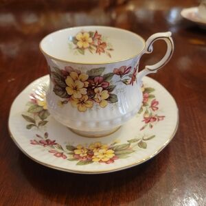 Queens Rosina China Co Ltd Floral Bone China Teacup and Saucer Set